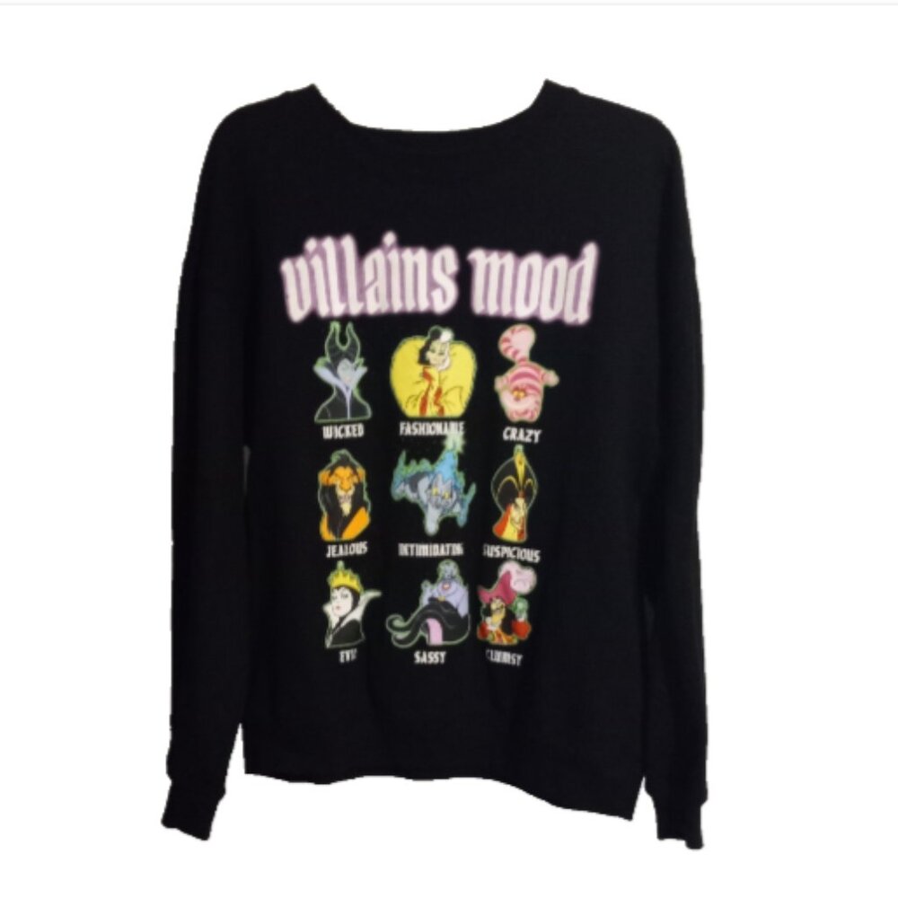 Disney Villains Mood Characters Sweatshirt Girls L 11-13 Black Graphic - Picture 2 of 9